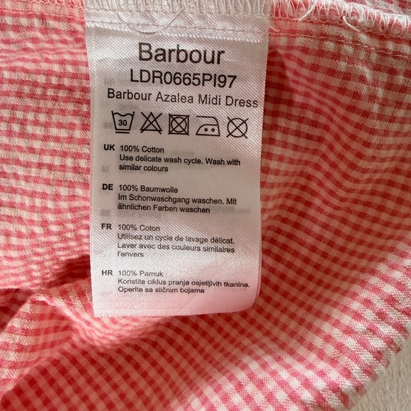 Barbour Azalea Midi Belted Pink Gingham Dress - 8 - Picture 4 of 6